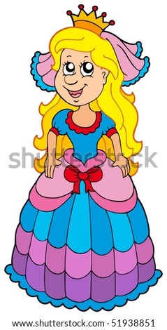 Cute Princess With Long Hair - Vector Illustration. - 51938851