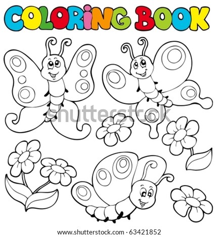 coloring pics of butterflies. stock vector : Coloring book