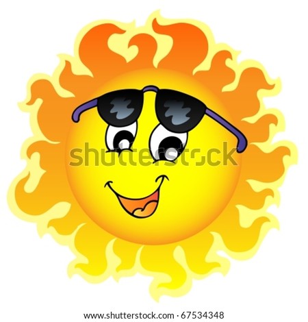 clip art sun with sunglasses. clip art sun with sunglasses. stock vector : Cute funny Sun