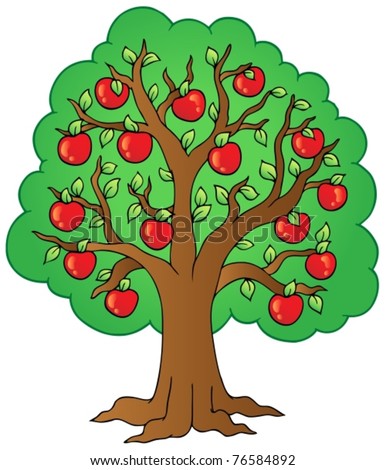 apple tree cartoon. stock vector : Cartoon apple