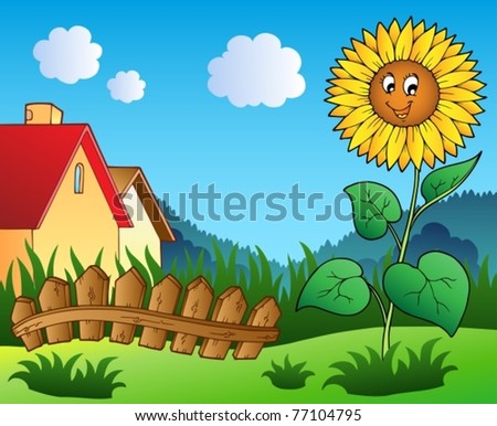 cartoon sunflower. cartoon sunflower - vector