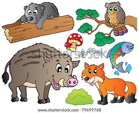 Forest Cartoon Animals Set 1 - Vector Illustration. - 79699768