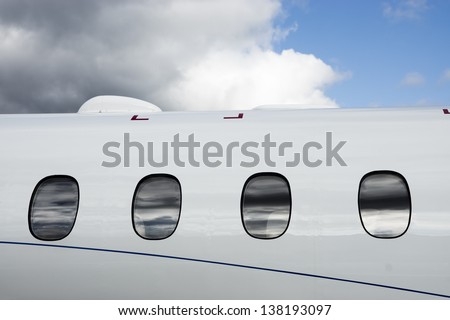 Luxury Business Private Jet plane windows raw