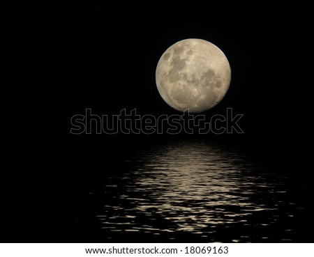 full moon with reflection in water surface