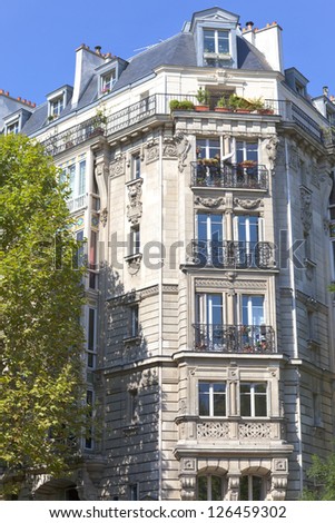 traditional apartment building in Paris, France