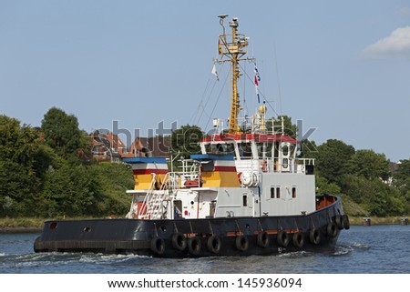 Tug boat on Kiel Canal, Germany