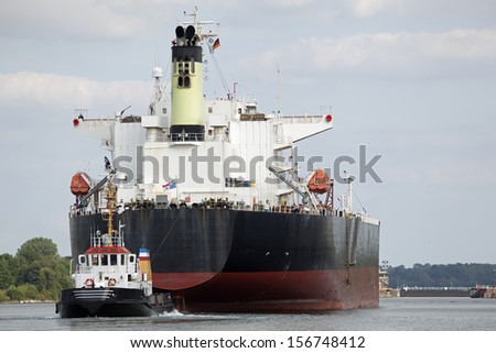 Tanker ship on Kiel Canal, Germany