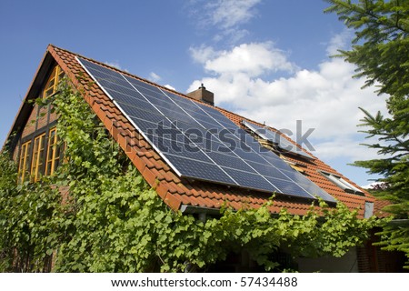 solar panels on a roof of a home