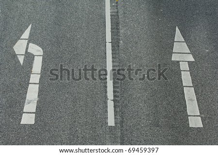 roadmarking, sign on a street, arrow symbols