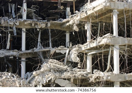 destruction of a city building