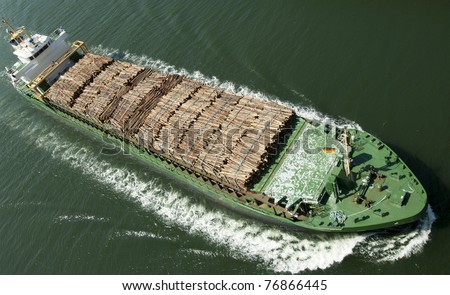 Cargo ship, cargo vessel with wood