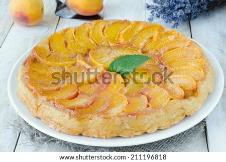 Tarte tatin delicious fruit pie selective focus