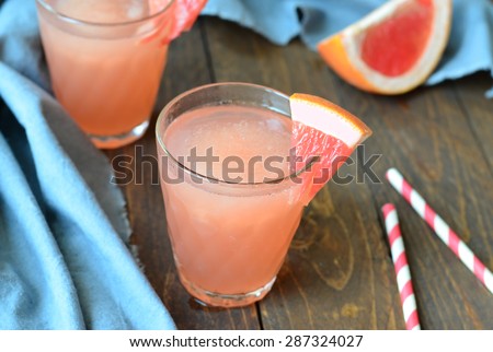 Grapefruit drink, slush frozen beverage, selective focus, horizontal