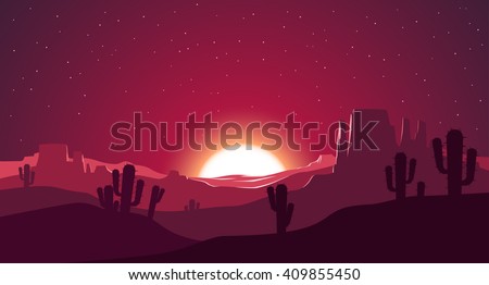 Desert at sunset illustration