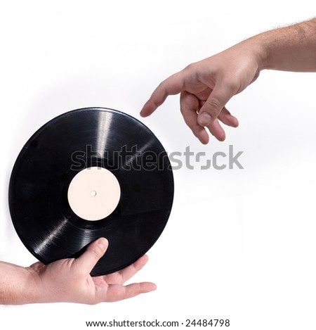 vinyl and hand