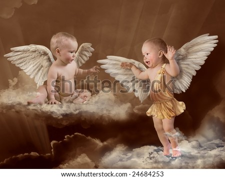 stock photo Baby angel wings retro