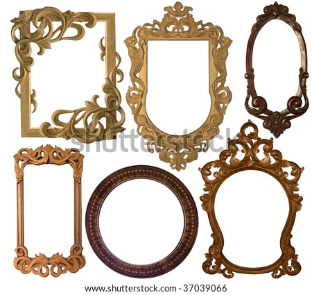 collection picture  carved  frame on a white