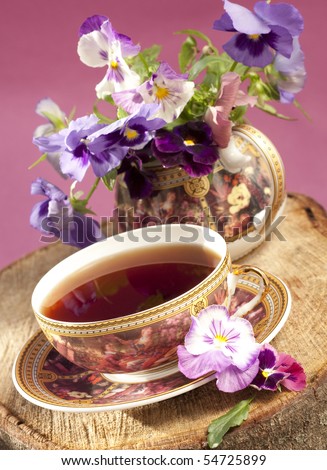 Flowers and a cup of tea