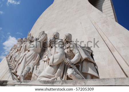 The Monument to the Discoveries in Lisbon, Portugal. A monument that celebrates the Portuguese Discovery and Exploration, of the 15th and 16th centuries.