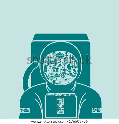 astronomy icon forming shape of astronomer astronomy icon forming shape of astronomer