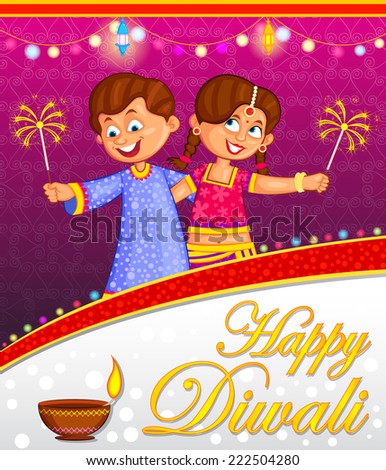 kids enjoying firecracker celebrating Diwali in vector kids enjoying firecracker celebrating Diwali in vector