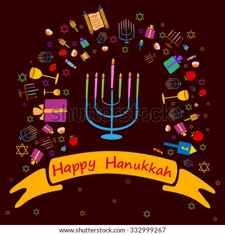 Happy Hanukkah holiday greeting background in vector