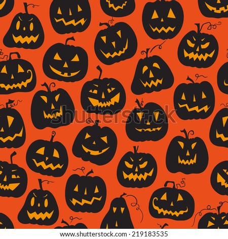 Vector pattern with pumpkins. Halloween holiday, seamless background. Vector illustration. Halloween holiday, seamless orange backdrop.