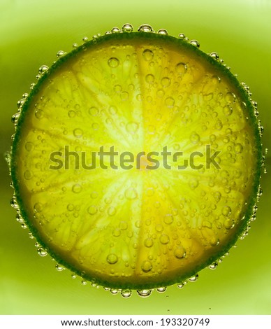 Green lime with water bubble macro photography