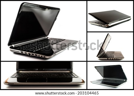 Collection (set) of black notebook or laptop