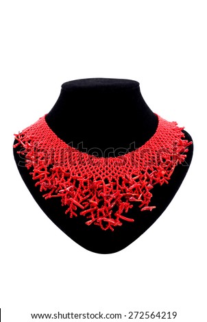 Jewelry. Necklace of coral red