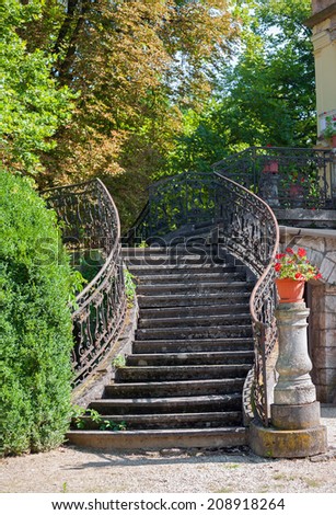 Outdoor stairs of an old mansion