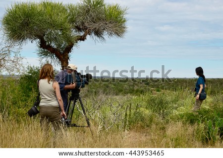 Action nature and wildlife documentary filming, cameraman, photographer and actress in Madagascar