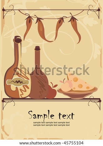 vector drawing of menu template with wine