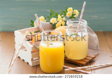 The fresh juice which is in the mason jar