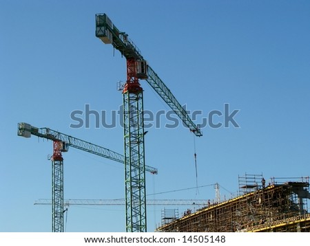 Cranes helping to build the soccer world cup stadium in Port Elizabeth