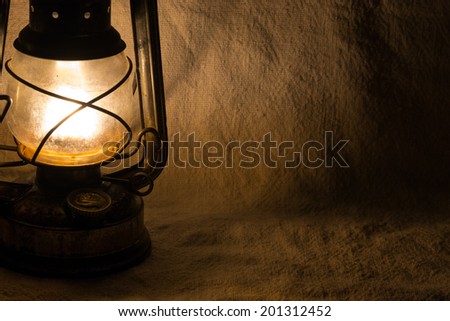 Set with an old rusty lantern