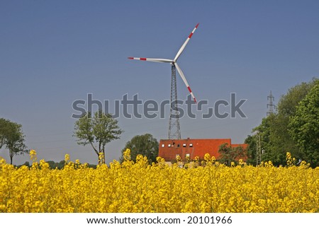 Wind power station near Bad Iburg, OsnabrÃ?Âcker Land, Lower Saxony, Germany