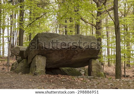 Neolithic passage grave, Megalithic stones in Osnabrueck-Haste, Osnabrueck country, Germany, Europe