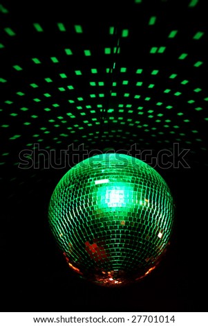 color lighting disco mirror ball in dark room