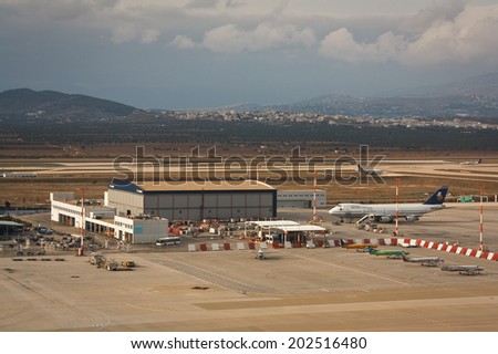 Athens, Greece - January 29 2012: View of the Athenian airport.