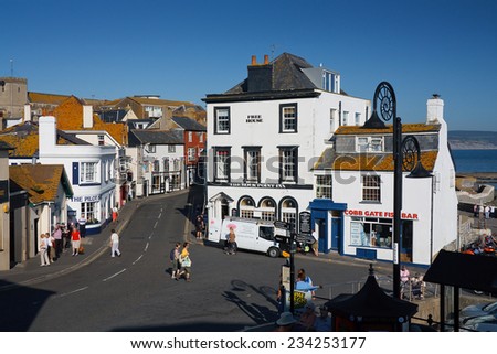 Lyme Regis, UK - September 28 2011: Old town of Lyme Regis, Dorset, UK.