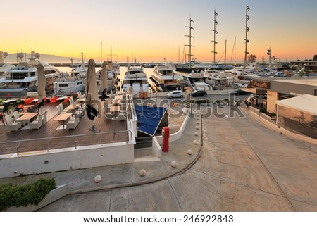 ATHENS, GREECE - JANUARY 14 2015: Yachts in Zea Marina in Athens, Greece on January 14th 2015.