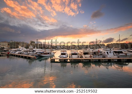 ATHENS, GREECE -FEBRUARY 2 2015: Yachts in Zea Marina in Athens, Greece on February 2nd 2015.
