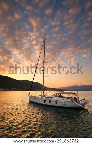 MONEMVASIA, GREECE - MAY 30 2015: Yacht in Monemvasia, Peloponnese, Greece on May 30 2015.