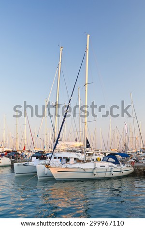 ATHENS, GREECE  JULY 24 2015: Yachts in Alimos marina in Athens, Greece on July 24, 2015.