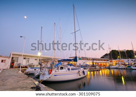 ATHENS, GREECE - JULY 28 2015: Boats at the yacht club in Mikrolimano marina in Athens, Greece on July 28 2015.