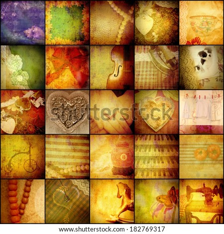 retro collage background, love and antiques, traditional concept mothers day