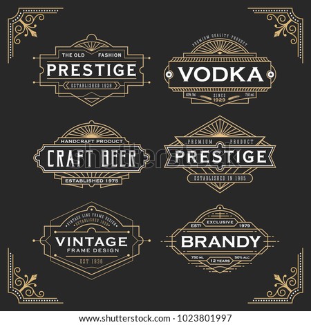 Vintage line frame design for labels, banner, logo, emblem, apparel, t- shirts, sticker and other design object. Vector illustration