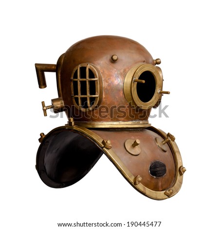 Retro diving helmet isolated