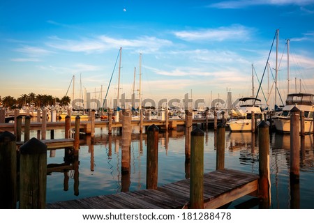Dinner Key Marina in the Coconut Grove district of Miami Florida